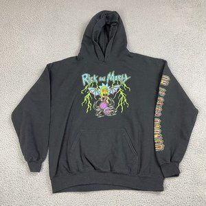 RICK & MORTY Hoodie Sweatshirt Men Size Medium‎ Black Cotton Fleece Used